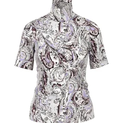Baumwoll-t-shirt mit stehkragen