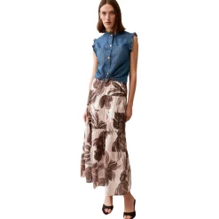 Jeansbluse mit rüschenärmeln