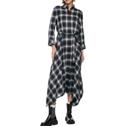 Karo-hemdkleid mit bindegürtel
