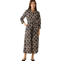 Langes hemdblusenkleid mit print