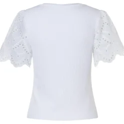 Rippenshirt mit spitzenärmel