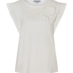 T-shirt mit blüten-applikation
